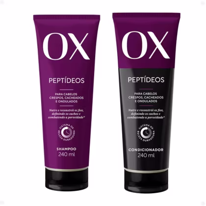 Imagem do produto Kit OX Peptídeos Cabelos Crespos, Cacheados e Ondulados: Shampoo e Condicionador 240ml