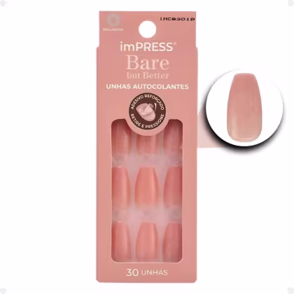 Imagem do produto Kiss New York imPress Bare But Better Real World - Unhas Postiças Autocolantes (30 Unidades)