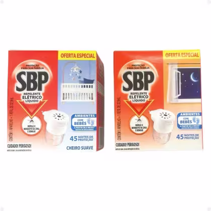 Imagem do produto Kit SBP Repelente Elétrico Líquido Refil: 1 Noite e 1 Suave