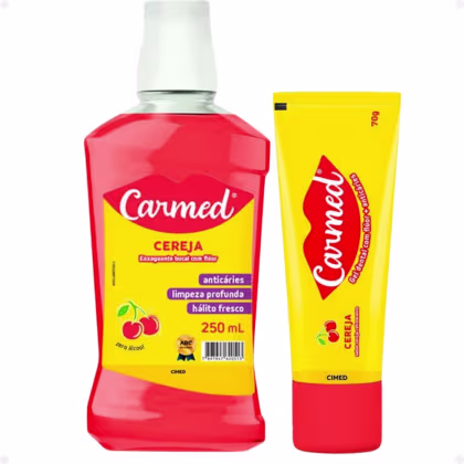 Imagem do produto Kit Carmed Cereja: Gel Dental 70g e Enxaguante Bucal 250ml