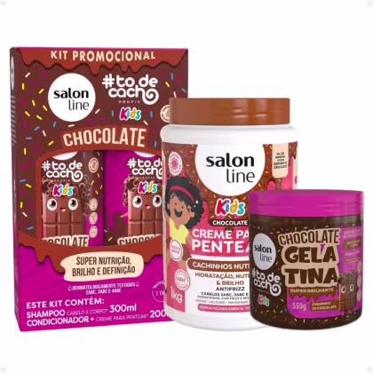 Imagem do produto Kit Salon Line Kids: Shampoo e Condicionador + Creme para Pentear 1kg e Gelatina Hidratante Chocolate