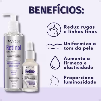 Imagem do produto Kit Payot Retinol Vegetal: Sabonete Facial 210ml e Sérum Multirenovador 30ml