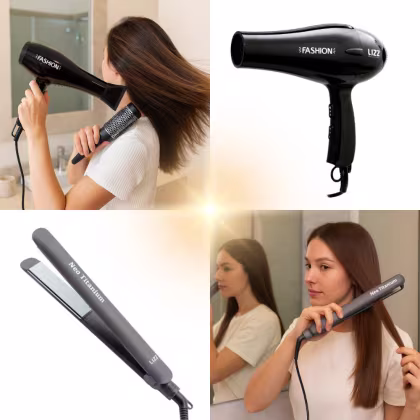 Imagem do produto Kit Lizz: Secador Fashion Preto 2200w 220v e Prancha Neo Titanium Cinza 230°C Bivolt