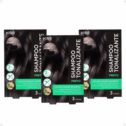 Imagem do produto Kit Kiss New York Color Change: 3 Shampoo Tonalizante Preto