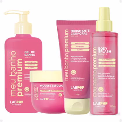 Imagem do produto Kit LabPop by Labotrat Belle Pink: Gel de Banho, Mousse Esfoliante, Hidratante Corporal e Body Splash