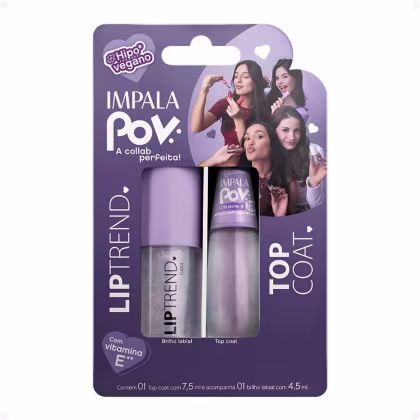 Imagem do produto Kit Impala Pov: 1 Top Coat e 1 Gloss Labial Luara
