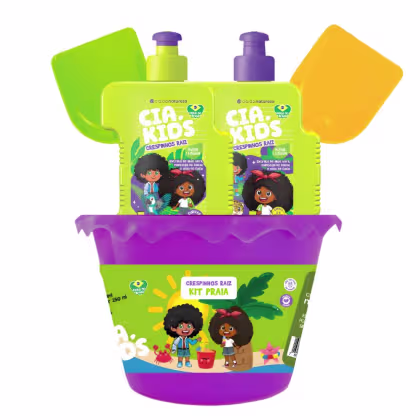Imagem do produto Kit Cia Da Natureza Praia Crespinhos Raiz: Shampoo, Condicionador 250 ml, Balde e Acessórios