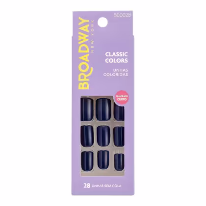 Imagem do produto Unhas Postiças Broadway Kiss Ny Classic Colors Quadrado Curto Baby Blue Bco02b