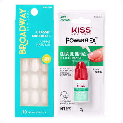 Imagem do produto Kit Kiss New York: Unhas Postiças Oval Médio Freedom e Cola De Unhas 3g