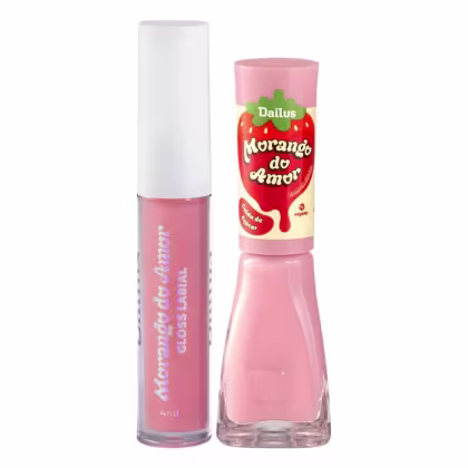 Imagem do produto Kit Dailus Morango Do Amor Calda De Açucar: Gloss Labial 4ml e Esmalte Cremoso 8ml
