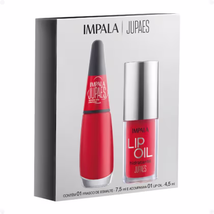 Imagem do produto Kit Impala Ju Paes Virando O Jogo Aposta Alta: 1 Esmalte Cremoso e 1 Lip Oil Hidratante