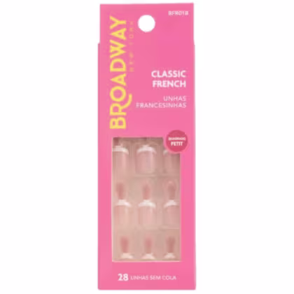 Imagem do produto Unhas Postiças Broadway Kiss New York Classic French Francesinha Quadrado Petit Wonder Bfr01b
