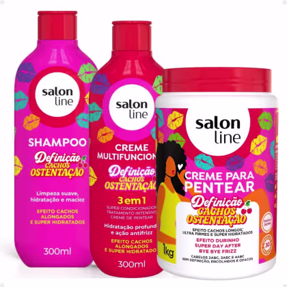 Imagem do produto Kit Salon Line Definição Cachos Ostentação: Shampoo e Creme Multifuncional + Creme Pentear 1kg