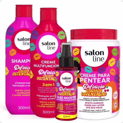 Imagem do produto Kit Salon Line Definição Cachos Ostentação: Shampoo e Creme Multifuncional + Creme Pentear 1Kg e Óleo Booster