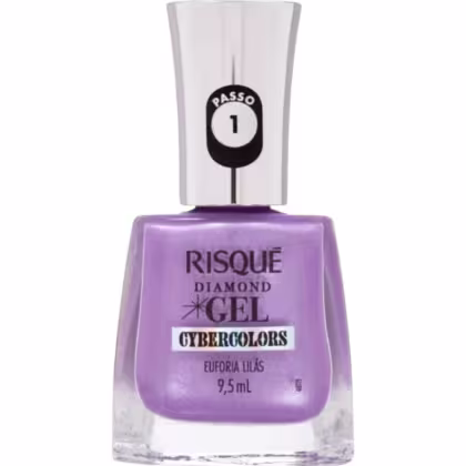 Imagem do produto Esmalte Efeito Gel Risqué Diamond Gel Cybercolors 9,5ml Euforia Lilás