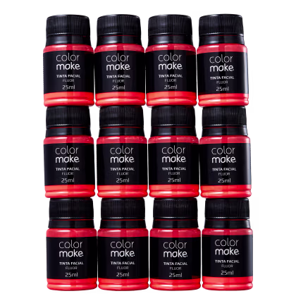 Imagem do produto Kit Colormake Fluorescente Vermelho - Tinta Líquida 12x25ml
