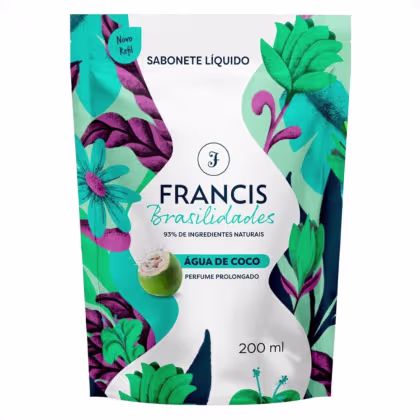 Imagem do produto Refil Sabonete Líquido Corpo e Mãos Francis Brasilidades Água De Coco 200ml