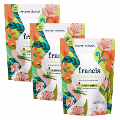Imagem do produto Kit Francis Refil Sabonete Líquido Corpo e Mãos Capim Limão 200ml Com 3