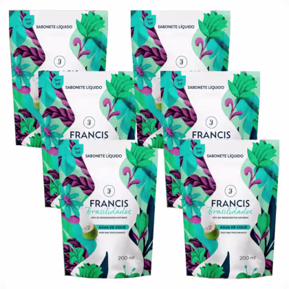 Imagem do produto Kit Francis Refil Sabonete Líquido Corpo e Mãos Água De Coco 200ml Com 6