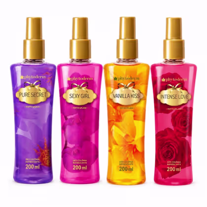 Imagem do produto Kit Phytoderm Deo Colônia: Intense Love, Sexy Girl, Pure Secret e Vanilla Kiss 200ml