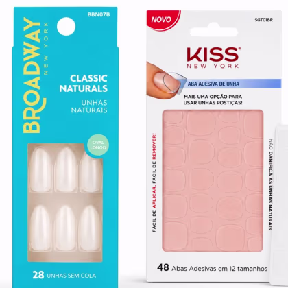 Imagem do produto Kit Kiss New York: Unhas Postiças Oval Longo e Aba Adesiva De Unha