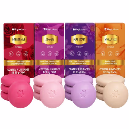 Imagem do produto Kit Phytoderm Sabonete Vegetal: Intense Love, Pure Secret, Vanilla Kiss e Sexy Girl