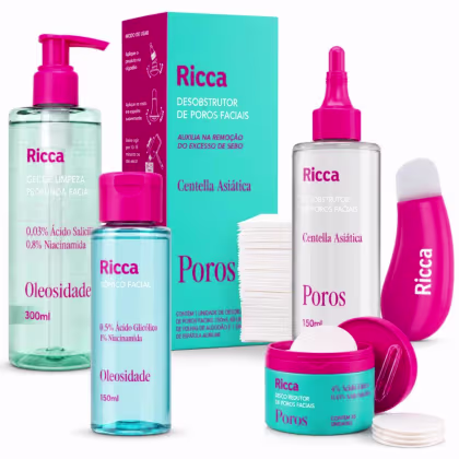 Imagem do produto Kit Ricca Facial: Gel De Limpeza Profunda, Desobstrutor de Poros, Tônico e Disco