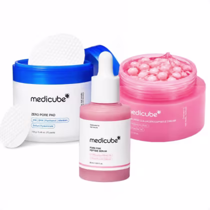 Imagem do produto Kit Medicube: Tônico Zero Pore Pad com 70 Discos, Creme Encapsulado e Sérum Facial Pdrn