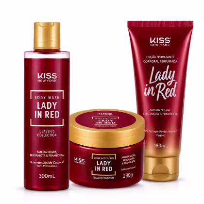 Imagem do produto Kit Kiss New York Lady In Red:Sabonete Líquido 300ml, Esfoliante 280g e Loção hidratante 180ml