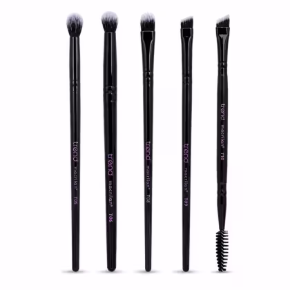 Imagem do produto Kit Pincéis Macrilan Trend: Sombra, Duplo Chanfrado e Escova, Esfumar, Delinear e Côncavo