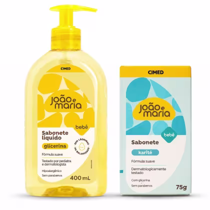 Imagem do produto Kit Cimed João e Maria Baby Glicerina: Sabonete Líquido 400ml e Sabonete Em Barra Karité 75g