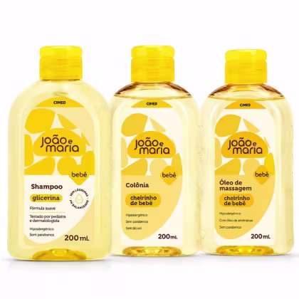 Imagem do produto Kit Cimed João e Maria Baby Glicerina: Shampoo, Óleo de Massagem e Colônia 200ml