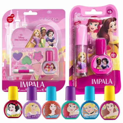 Imagem do produto Kit Impala Disney Princesas: Kit De Maquiagem + 8 Esmaltes Infantil De 6ml e Brilho Labial