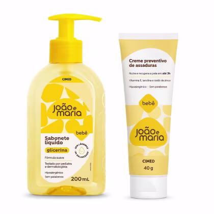 Imagem do produto Kit Cimed João e Maria Baby: Sabonete Líquido 400ml e Creme Preventivo Para Assaduras 40g
