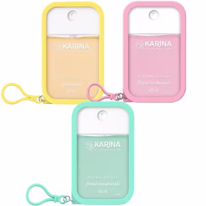 Imagem do produto Kit Karina Ft. Alan Vivian Perfume Capilar: Gourmand, Floral Ambarado e Frutal Amadeirado 45ml