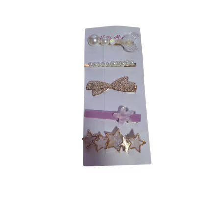 Imagem do produto Kit c/5 Presilhas Bico de Pato com pedrarias Hello Mini - A