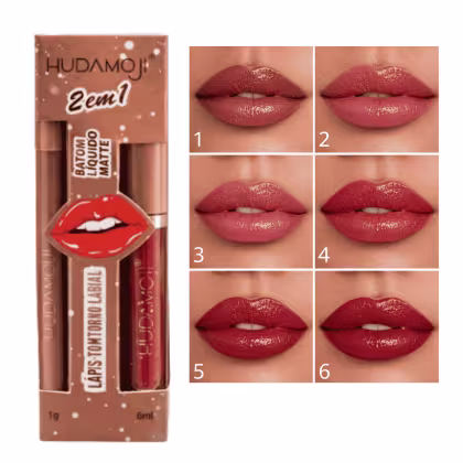 Imagem do produto Kit Lip Combo 2 em 1 Gloss e Lápis Labial Hudamoji  - 6 Cores - 1