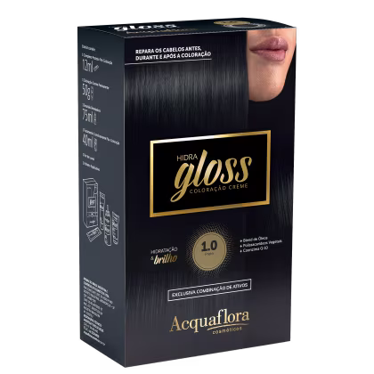 Imagem do produto Acquaflora Hidra Gloss 1.0 Preto - Coloração Permanente 177g