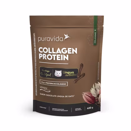Imagem do produto Puravida Collagen Protein Chocolate Lingua de Gato Colágeno 450g
