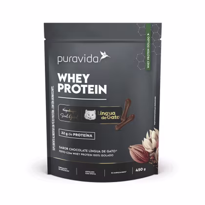 Imagem do produto Puravida Whey Protein Isolado Chocolate Língua de Gato 450g