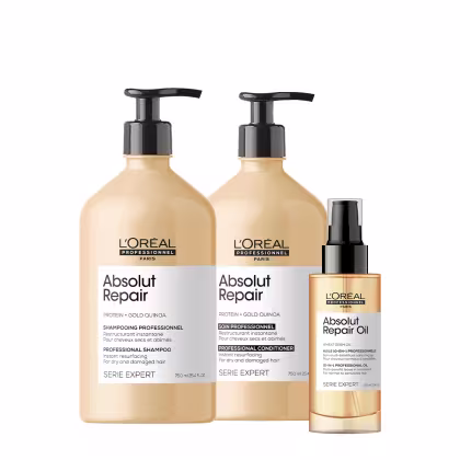 Imagem do produto Kit L'Oréal Professionnel Absolut Repair Gold Quinoa Protein Shampoo Condicionador e Óleo (3 produtos)