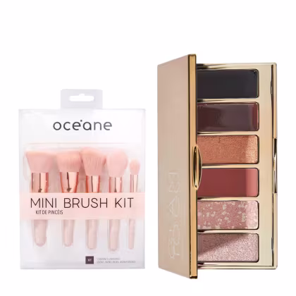 Imagem do produto Kit Océane Mini Kit com 5 Pincéis e Glam To Go Palette Paleta de Sombras (2 produtos)