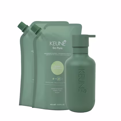 Imagem do produto Kit Keune So Pure Clarify Shampoo Extra Refil e Dispenser Frasco (3 produtos)