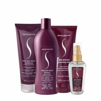 Imagem do produto Kit Senscience True Hue Violet Shampoo Condicionador Máscara 200 e Óleo (4 produtos)