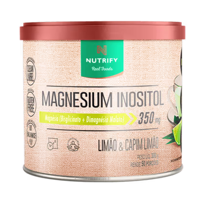 Suplemento Alimentar em Pó Nutrify Magnesium Inositol Magnésio (Bisglicinato + Dimagnésio Malato) 350mg Limão e Capim Limão 300g.