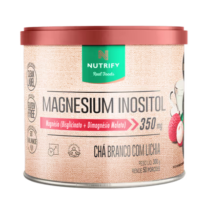 Suplemento Alimentar em Pó Nutrify Magnesium Inositol Magnésio (Bisglicinato + Dimagnésio Malato) 350mg Chá Branco com Lichia 300g.