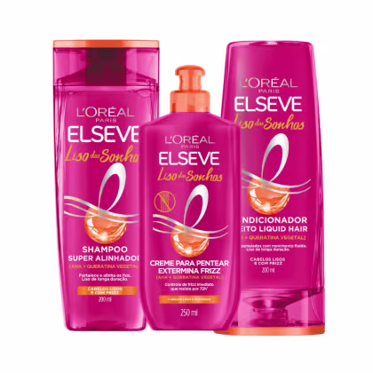 Kit Elseve L'Oréal Paris Liso dos Sonhos Tripla Ação, 3 produtos.