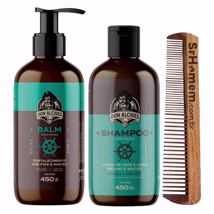Imagem do produto Kit Balm Shampoo 450g Cálico Jack e Pente Duplo Don Alcides