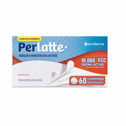 Imagem do produto Suplemento Alimentar Perlatte 10.000 U.FCC Sabor Leite Eurofarma 60 Comprimidos Mastigáveis
