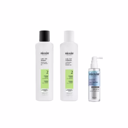 Kit Nioxin Volume Thinning Sistema 2 + Anti-Hair Loss Home Care, 3 produtos.